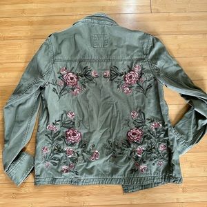 Abercrombie & Fitch Embroidered Floral Military Jacket